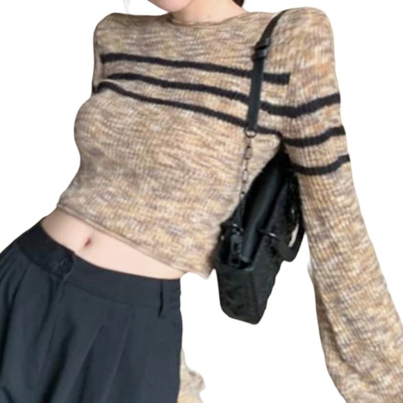 SHEIN Striped Pattern Crop Sweater size Small - Picture 4 of 11